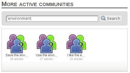 More active communities search results with example