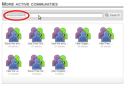 More active communities search field