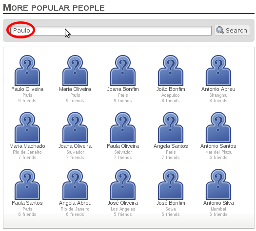 More popular people search field