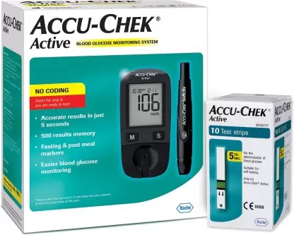 Active glucose monitor with 10 strips active accu chek original imafnqnkgszgfbh7