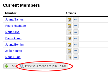 Community's members list