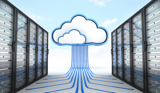 Cloud storage compute concept display
