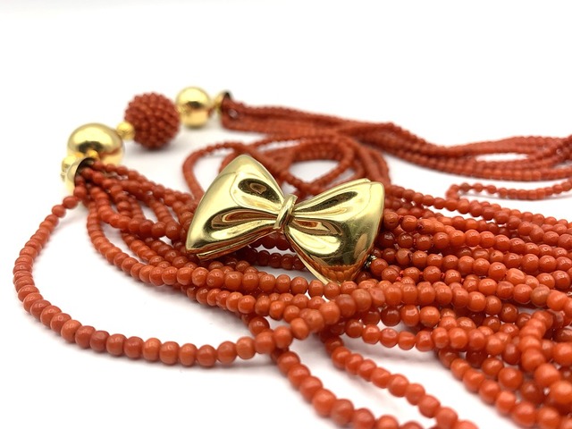 Vintage necklace red coral necklace 5066583 display